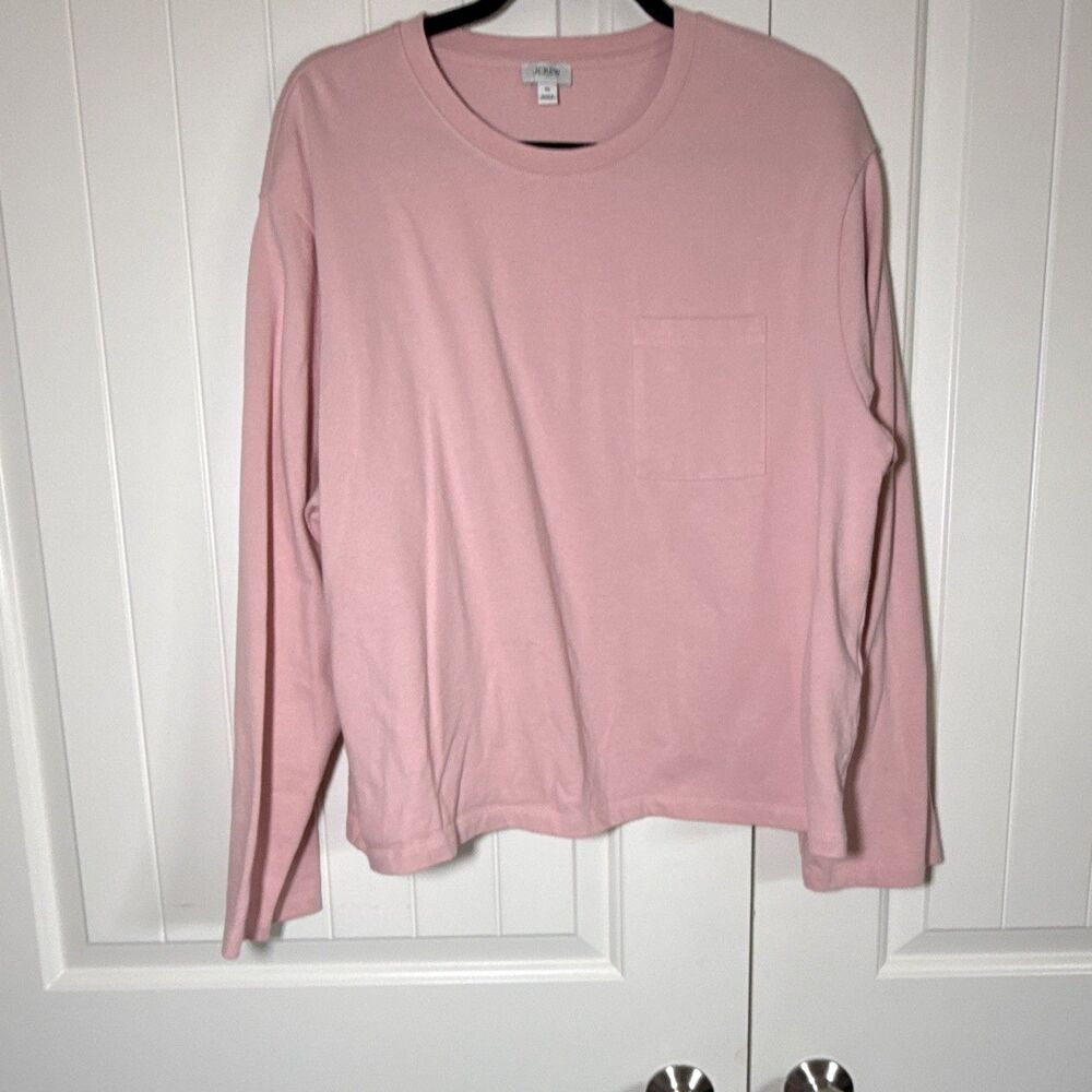 J.Crew Re-imagined Men’s XL Pink Long Sleeve Crew Neck Pocket Jersey Tee
